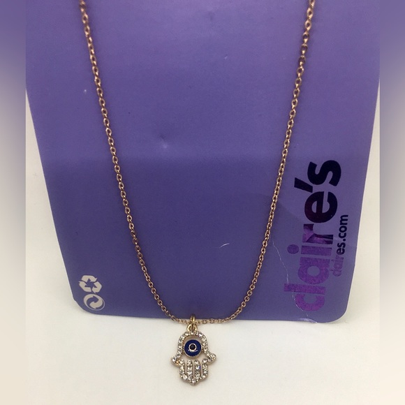 Hamsa Necklace with Evil Eye - Claire’s, 16 + 3 Inches - Picture 4 of 6